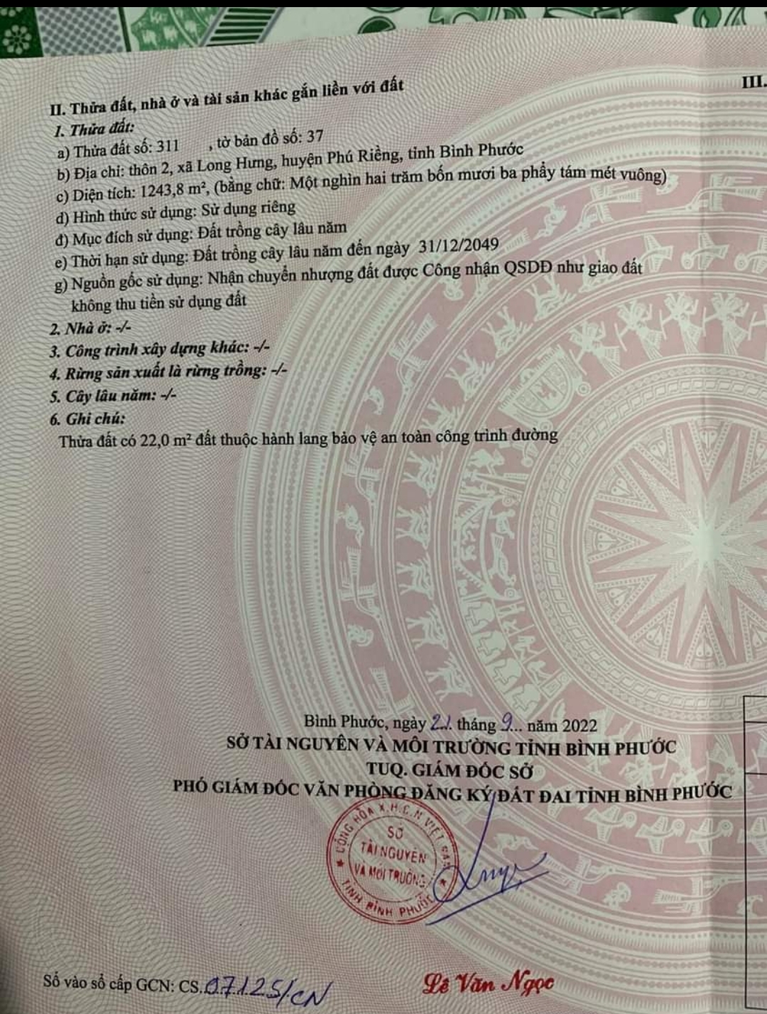 Bán đất xã Long Hưng dt 15*78 giá 2,9tỷ