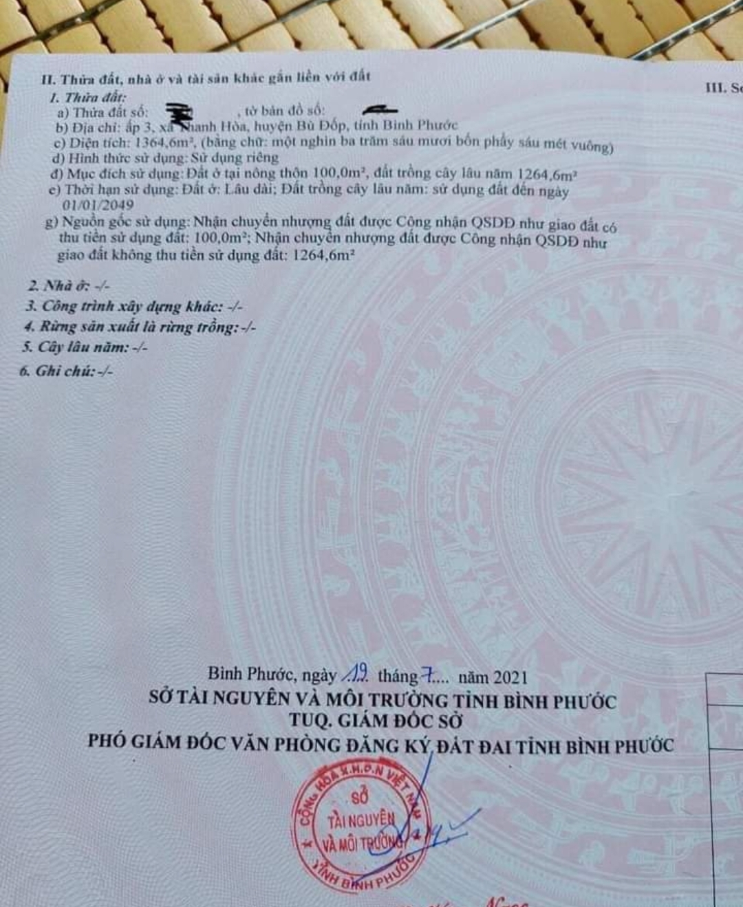 Bán đất xã Thanh Hòa dt 28*49*100tc giá 60tr/m