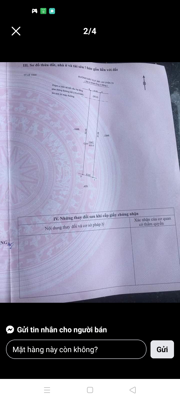 Bán đất Lai Uyên giá 590 tr dt 6*51