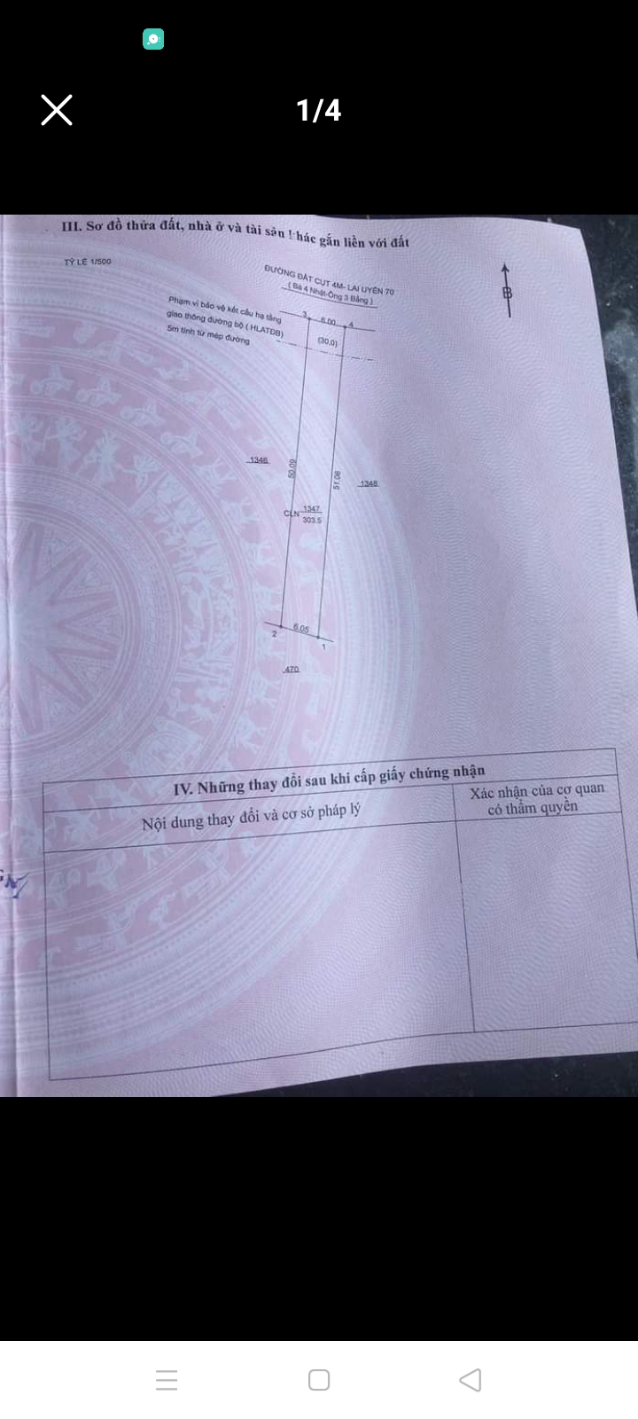Bán đất Lai Uyên giá 590tr dt 6*51