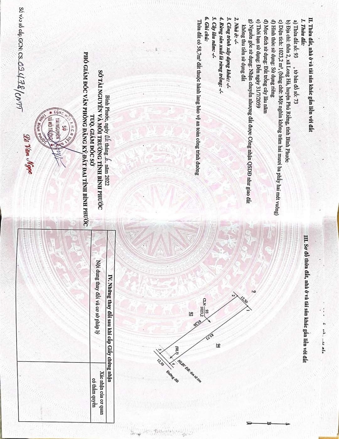 Bán đất xã Long Hà dt 1ha giá 3,7tỷ