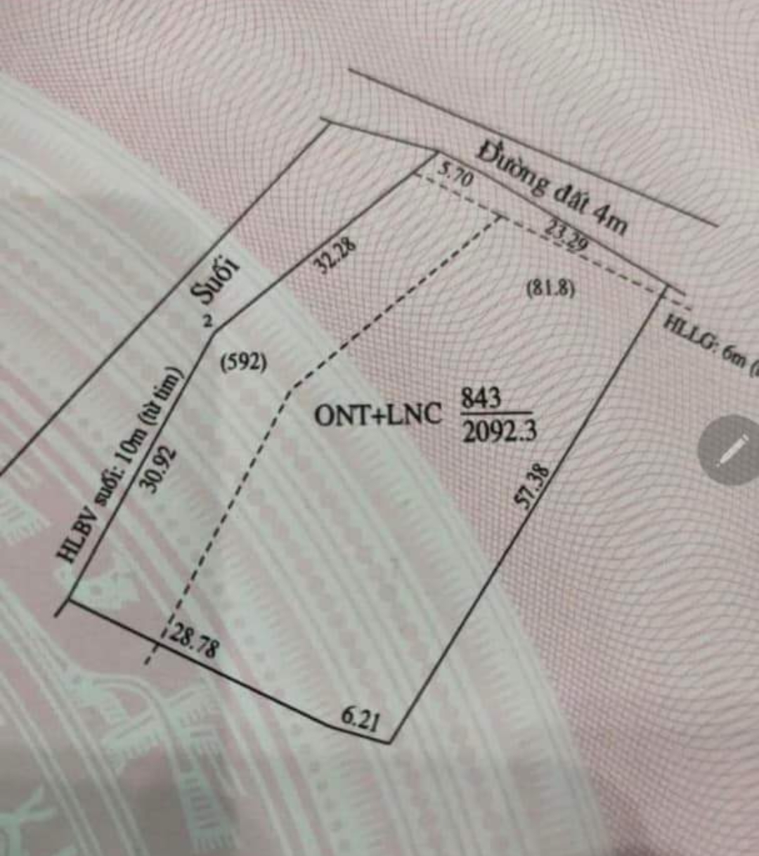 Bán đất xã Thiện Hưng dt 23*57*150tc giá 55tr/m