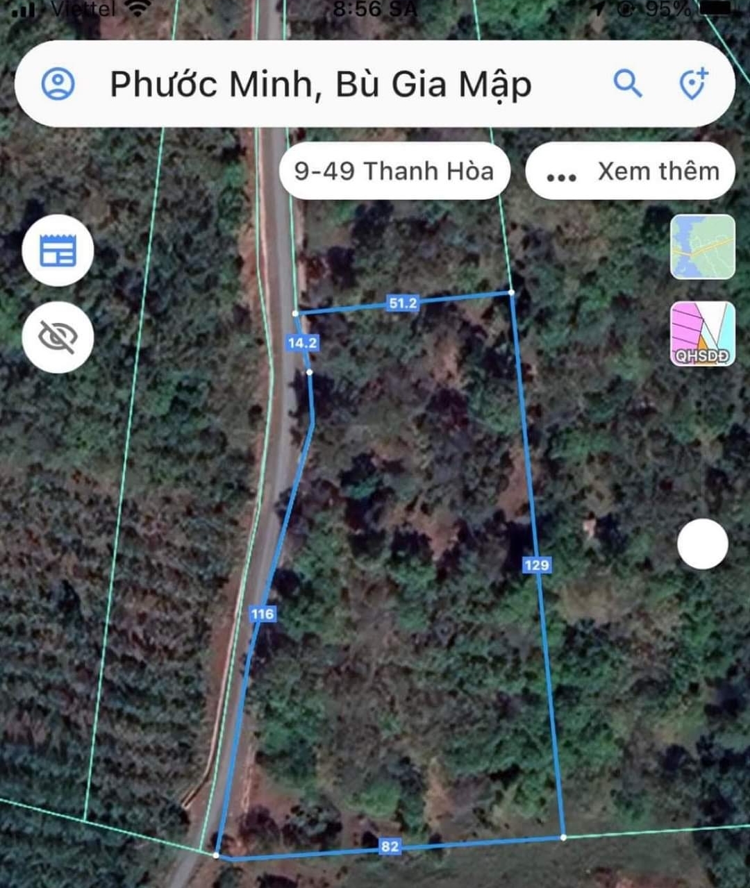 Bán đất xã Phước Minh dt 82*129 giá 13tr/m ngang