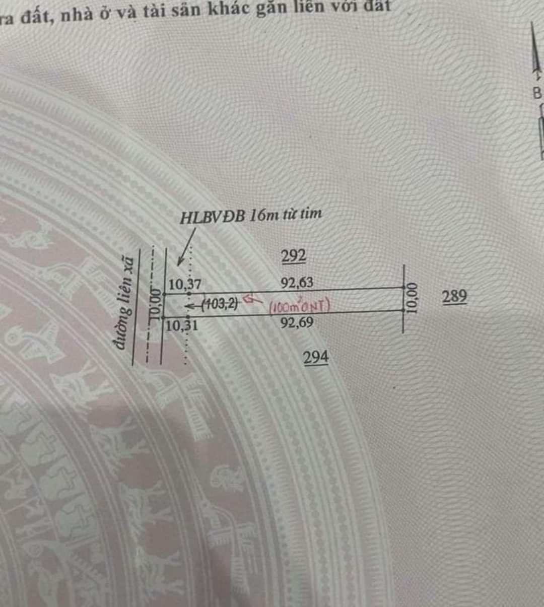 Bán đất xã Tân Quan dt 10*92*100tc giá 930tr
