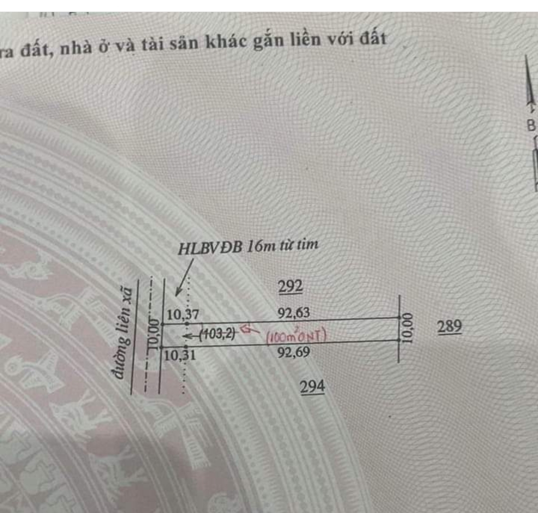 Bán đất xã Tân Quan dt 10*92*100tc giá 930tr