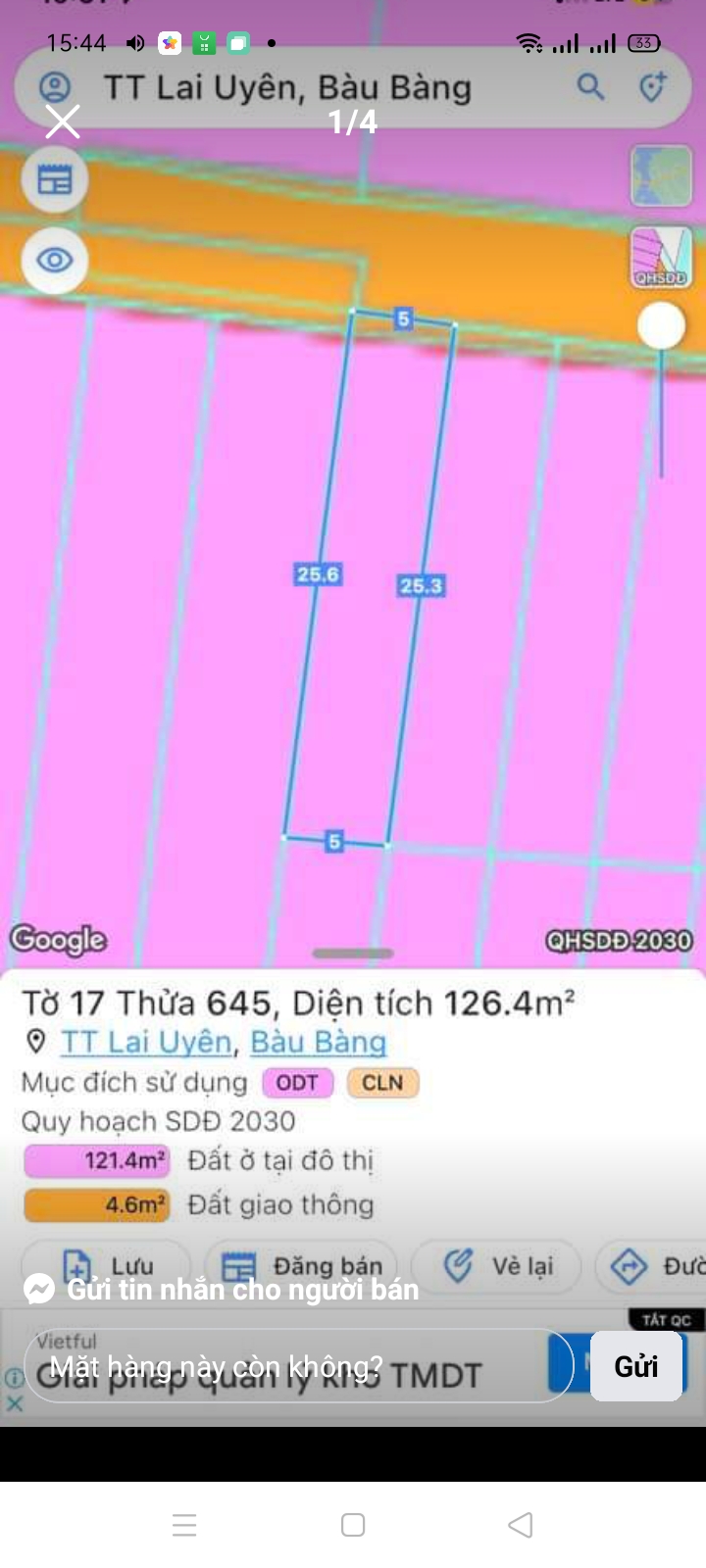 Bán đất Lai Uyên giá 790tr dt 5*25*80tc