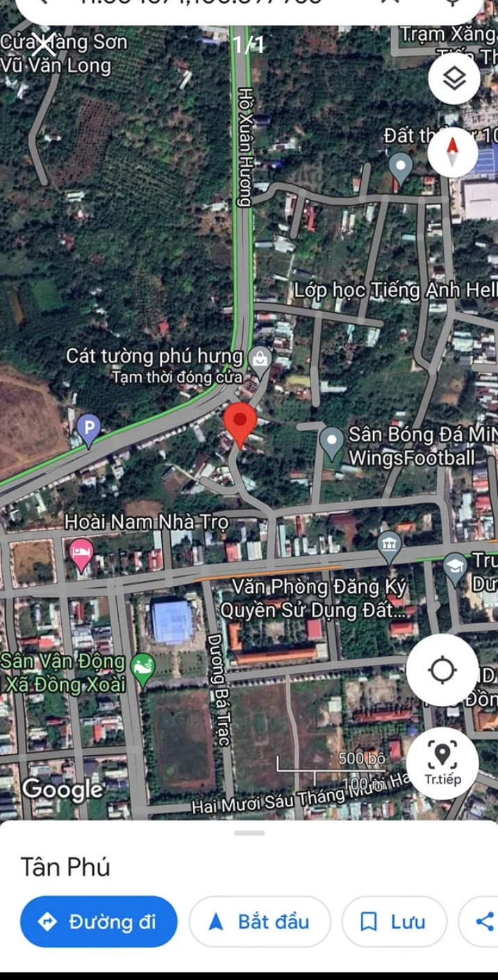 Bán đất phường Tân Phú giá 1tỷ800 dt 7×75×70tc