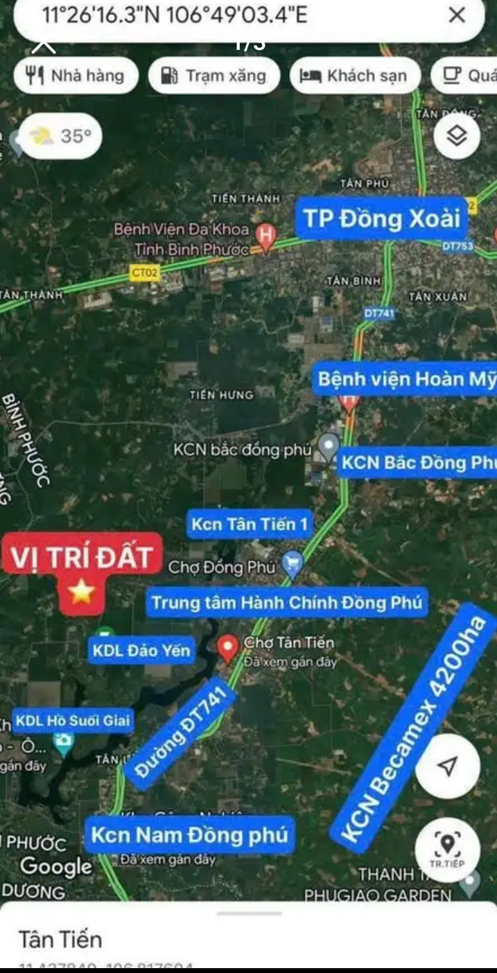 Bán đất xã Tân Tiến giá 455tr dt 5×45×100tc