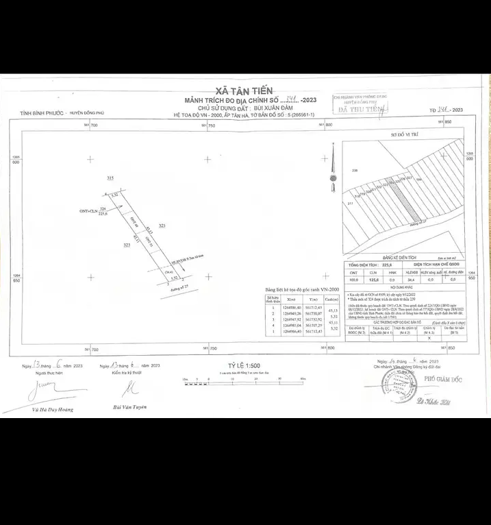 Bán đất xã Tân Tiến giá 455tr dt 5×45×100tc