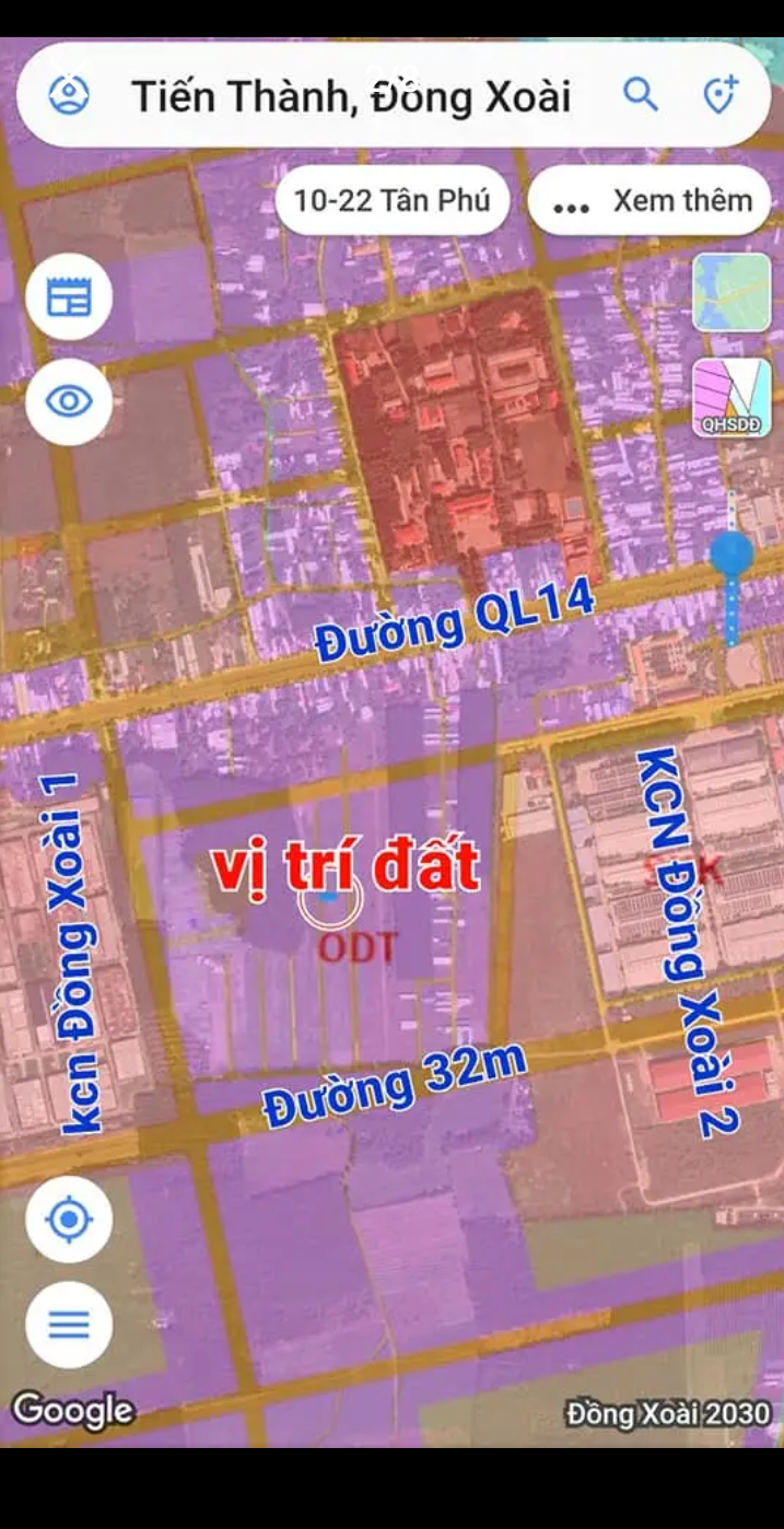 Bán đất phường Tiến Thành giá 680tr dt 5×22×50tc