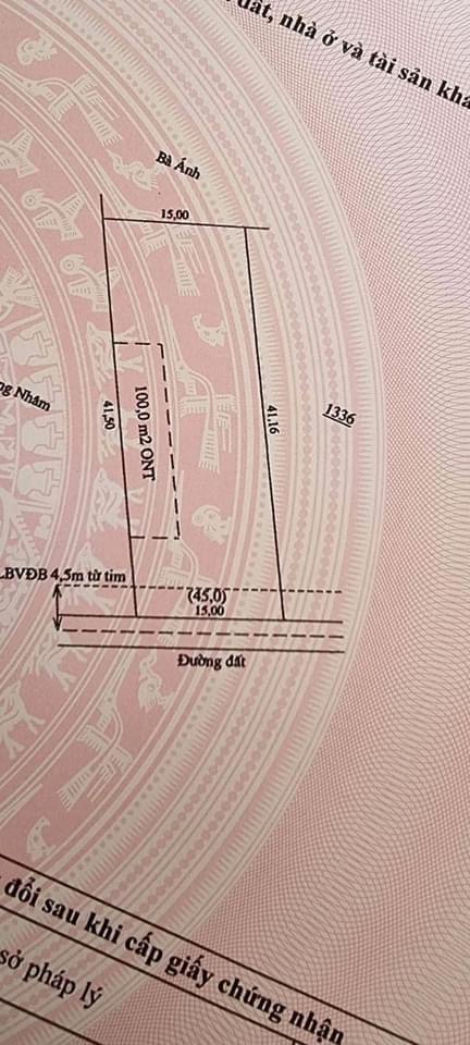 Bán đất xã Lộc Điền giá 350tr dt 15x41x100tc