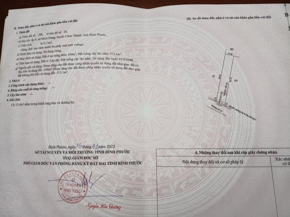 Bán đất phường Minh Hưng giá 1,2 tỷ dt 10×60