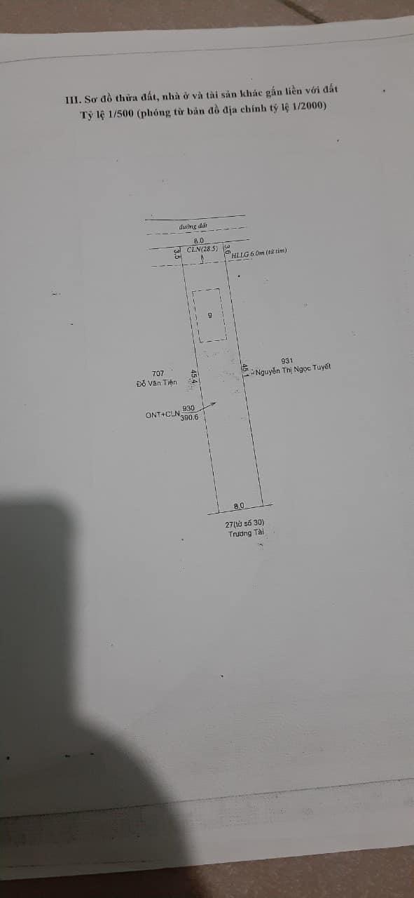 Bán đất phường Minh Hưng giá 2 tỷ 500tr dt 8x50x100 tc