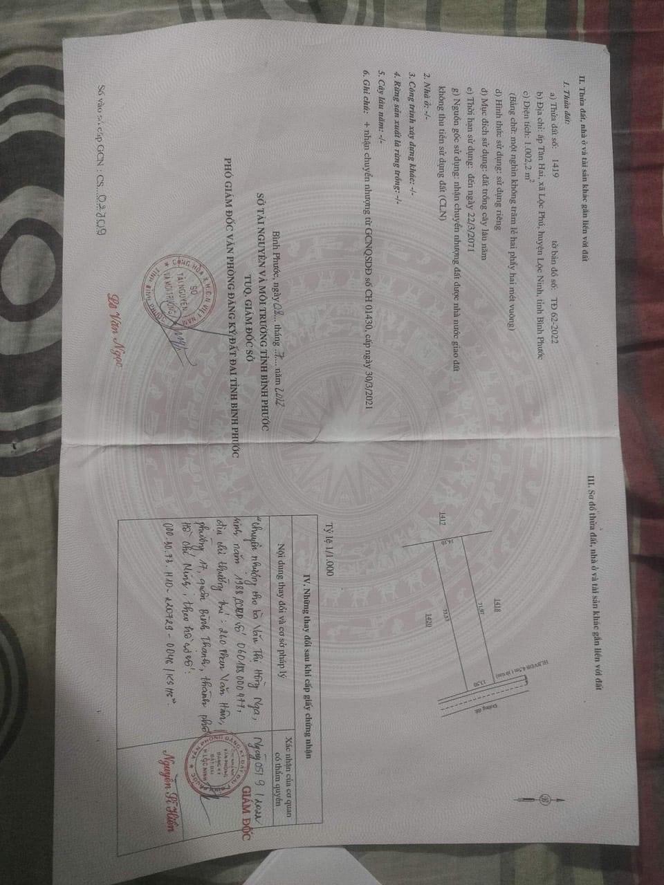 Bán đất xã Lộc Phú giá 200tr dt 1 xào