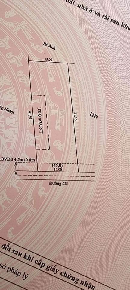 Bán đất xã Lộc Điền giá 350tr dt 15x41x100tc