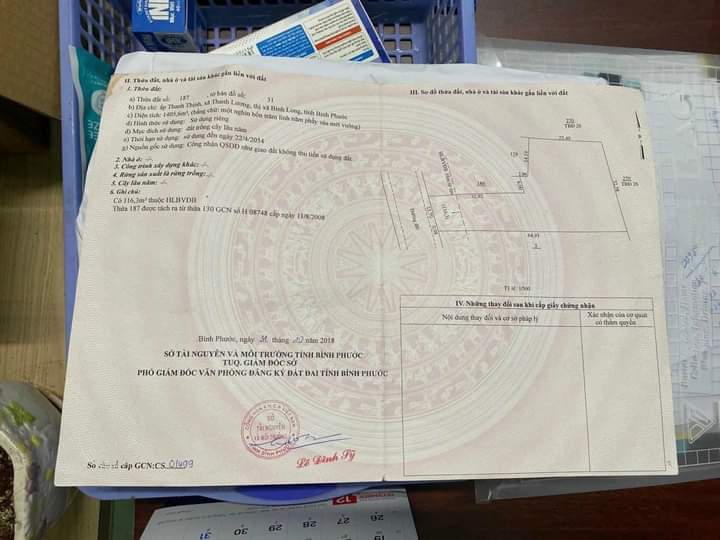 Bán đất ấp Thanh Thịnh xã Thanh Lương giá 1 tỷ 500tr dt 1,4 xào