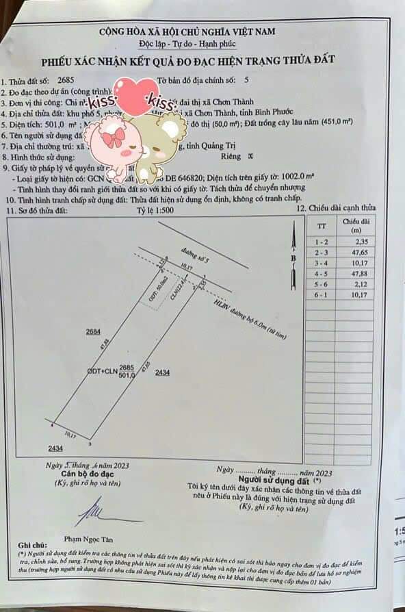 Bán đất phường Minh Hưng giá 750tr dt 10x50x50 tc