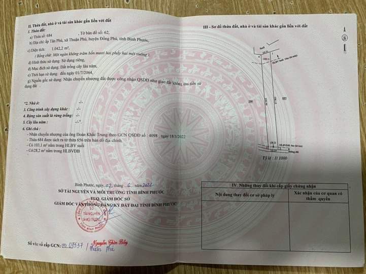 Bán đất xã Thuận Phú giá 250tr dt 1sào