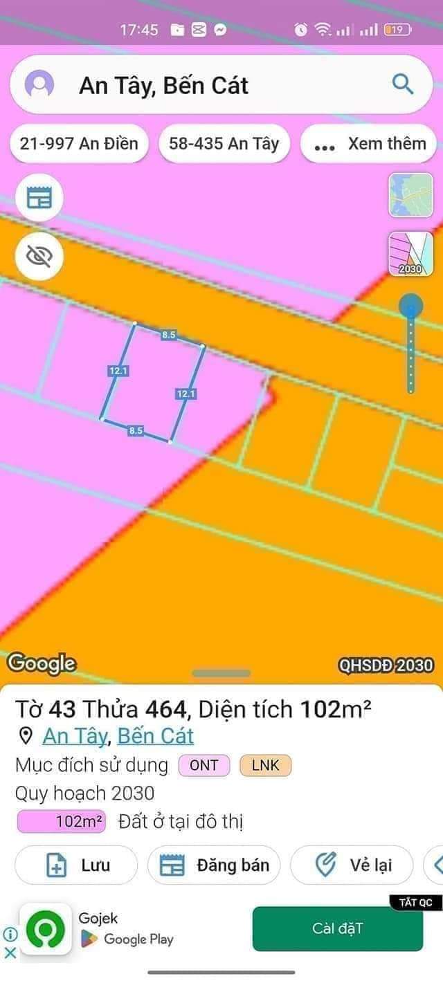 Bán đất An Tây giá 1tỉ250 dt 8,5*12