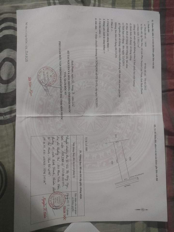Bán đất xã Lộc Phú giá 200tr dt 1 xào