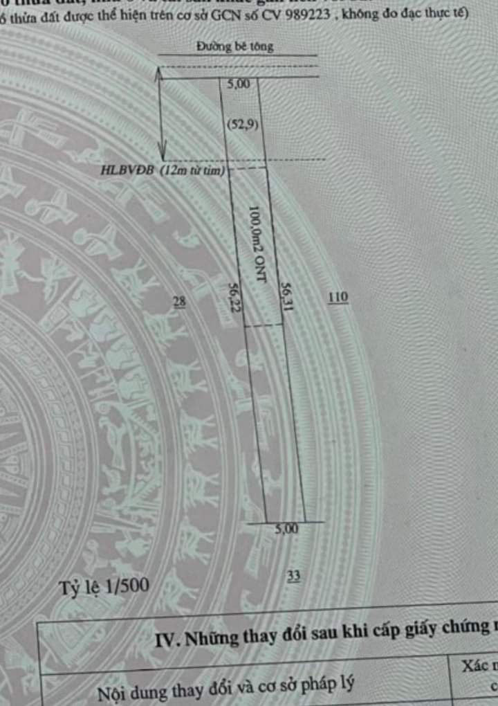Bán đất xã lộc Tấn giá 250tr dt 5×56