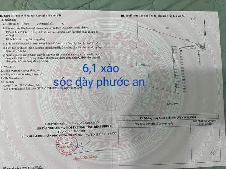 Bán đất xã Phước An giá 1tỷ350 dt 6xào1×100tc