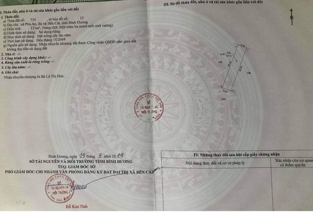 Bán đất Phú An giá 500tr dt 5*26