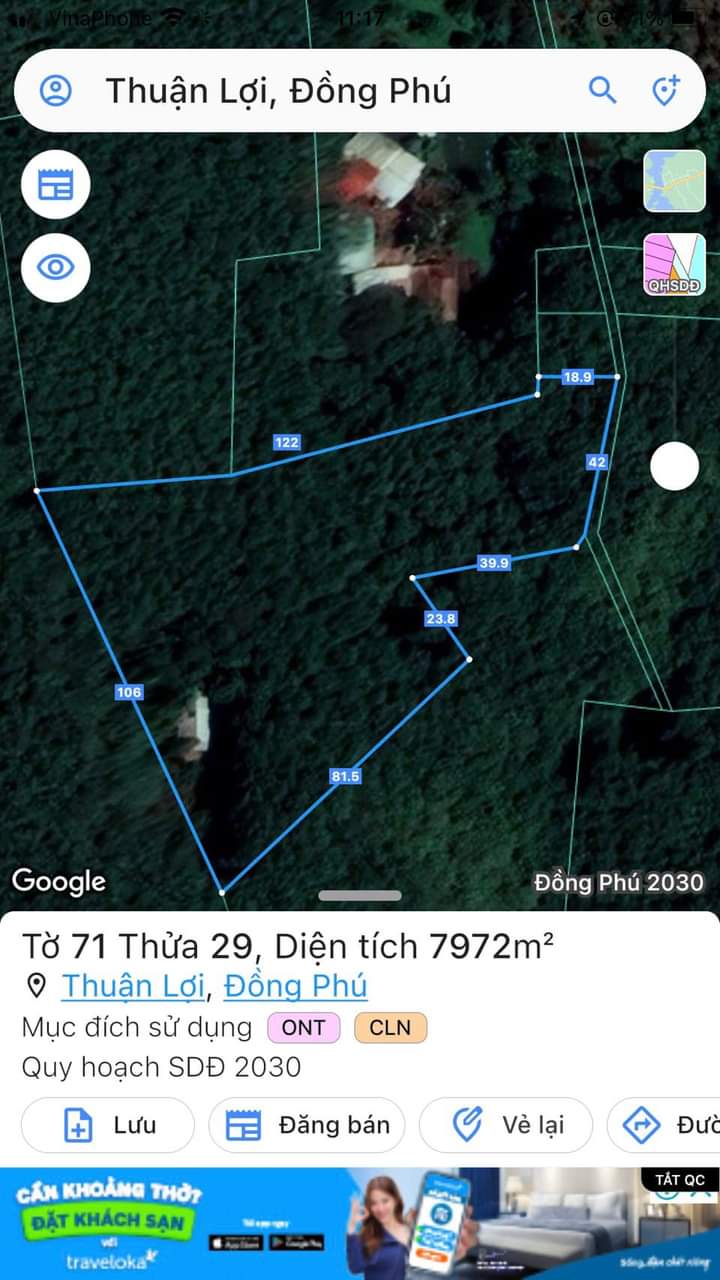 Bán đất xã Thuận Lợi giá 7tỷ dt 1ha6