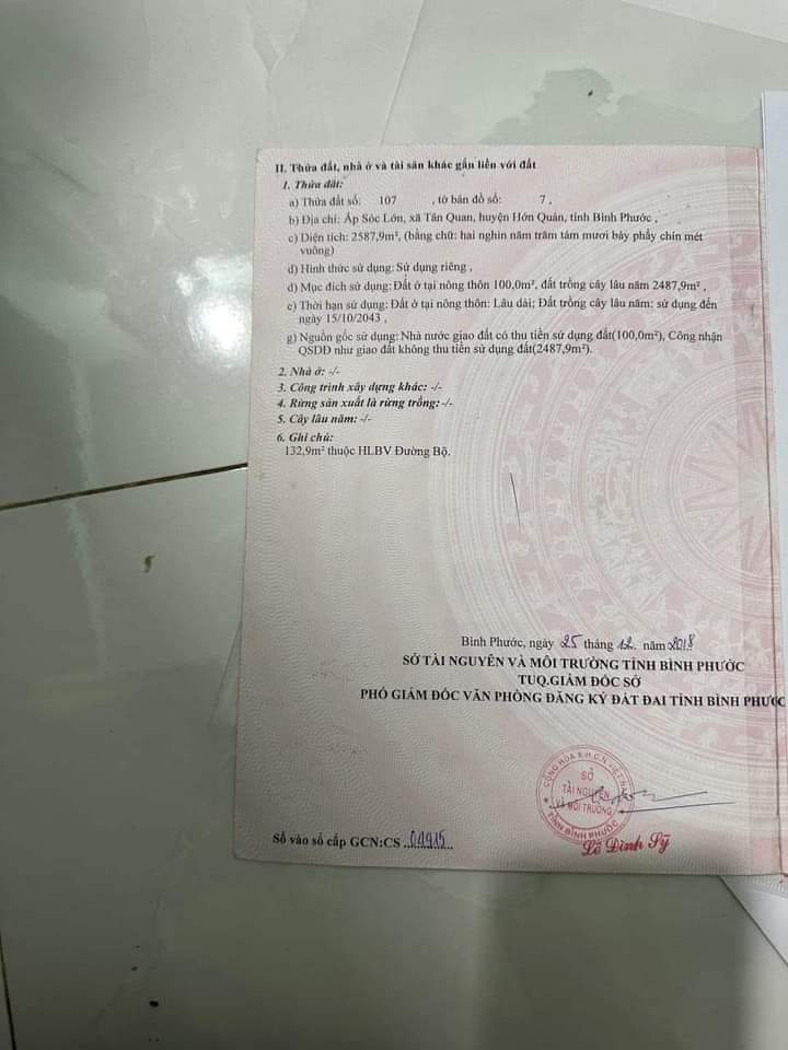 Bán đất xã Tân Quan giá 1tỷ150 dt 2xào6