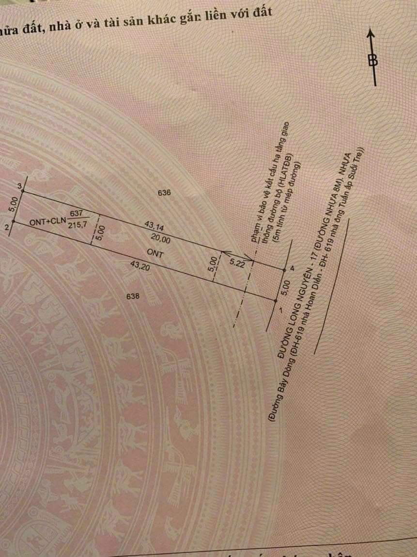 Bán đất Long Nguyên giá 1tỉ dt 5*43*100tc