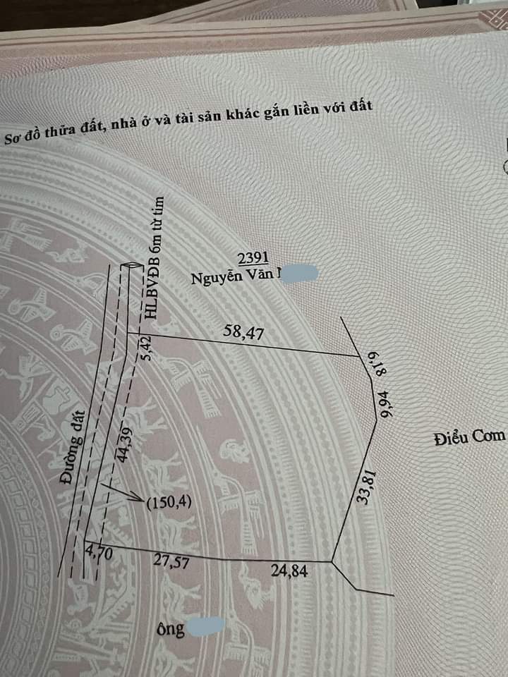 Bán đất xã Lộc Thuận giá 20tr/m dt 49×58