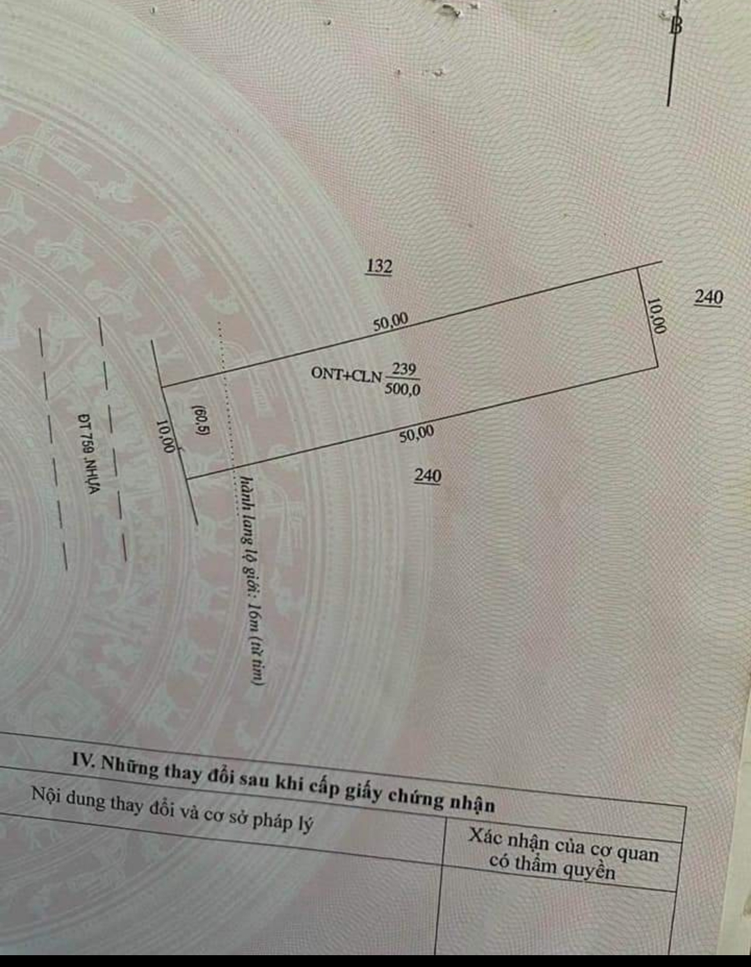 Bán đất xã Bình Sơn dt 10*50*100tc giá 5tỷ