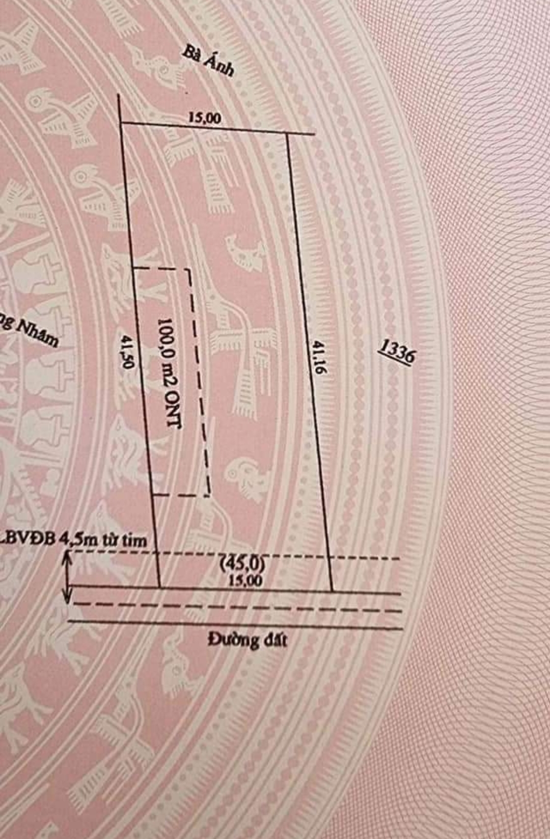 Bán đất xã Lộc Điền dt 5915*41*100tc giá 350tr