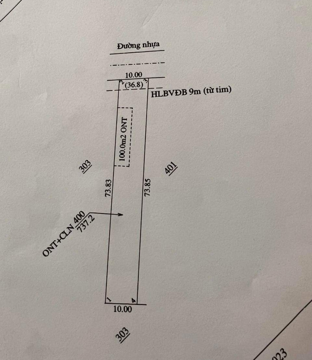 Bán đất xã Tân Tiến dt 10*73*100tc giá 500tr
