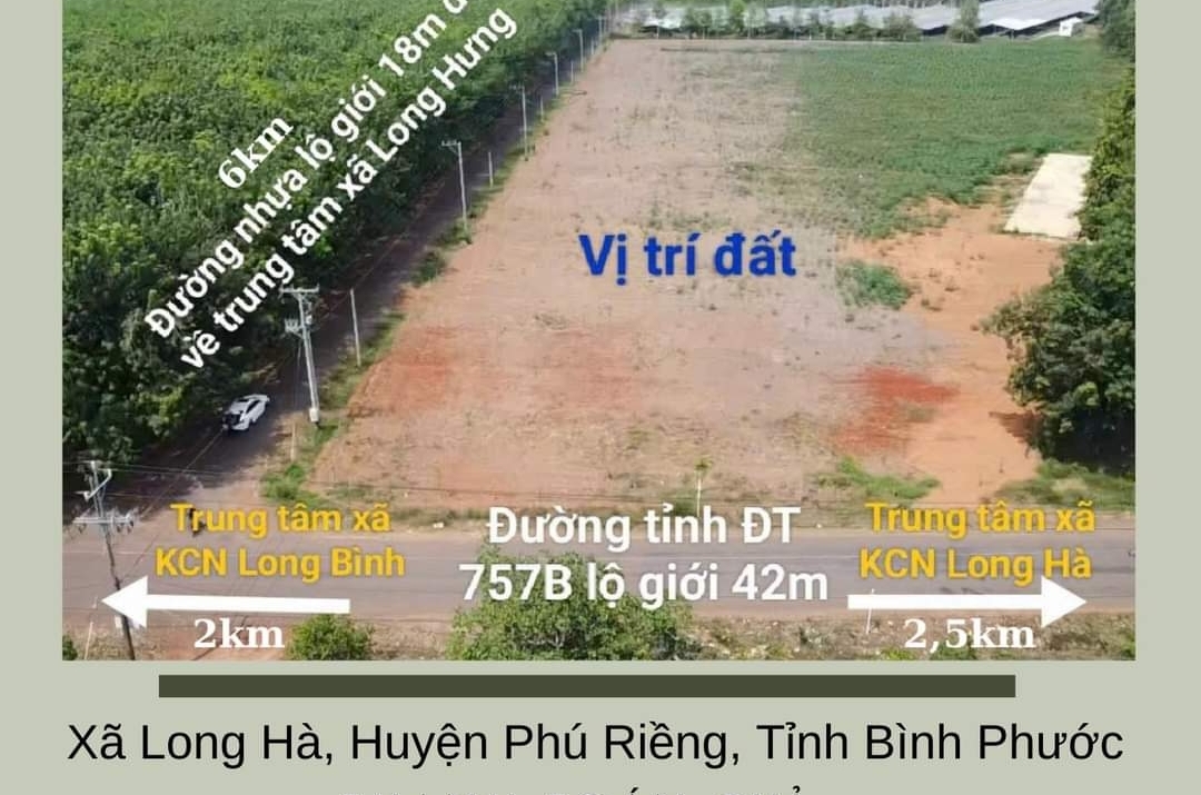 Bán đất xã Long Hà dt 205m2*100tc giá 800tr