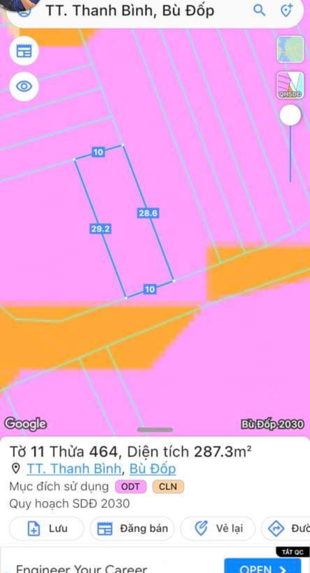 Bán đất Thị trấn Thanh Bình giá 10*28 giá 1,1tỷ