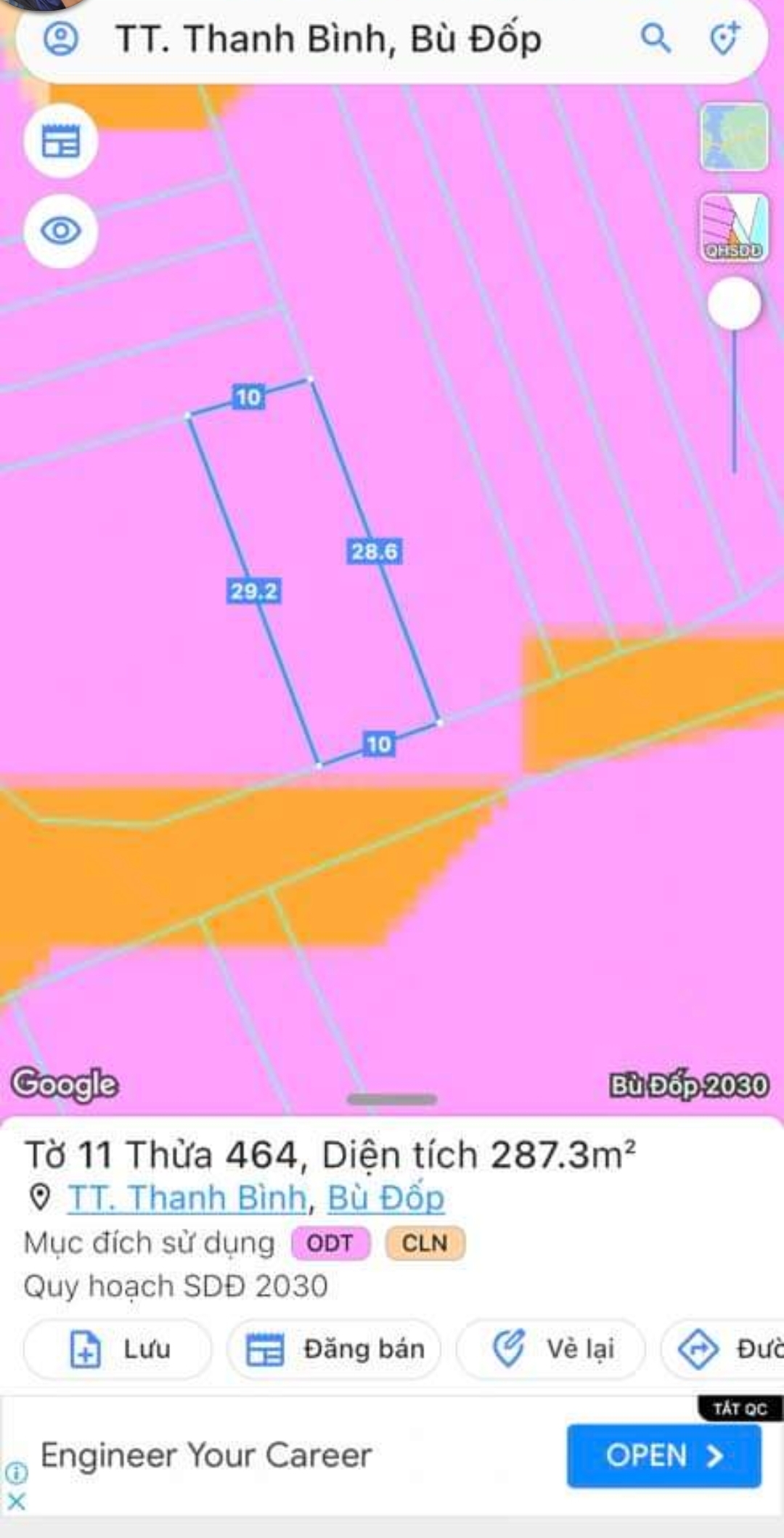 Bán đất Thị trấn Thanh Bình giá 10*28 giá 1,1tỷ