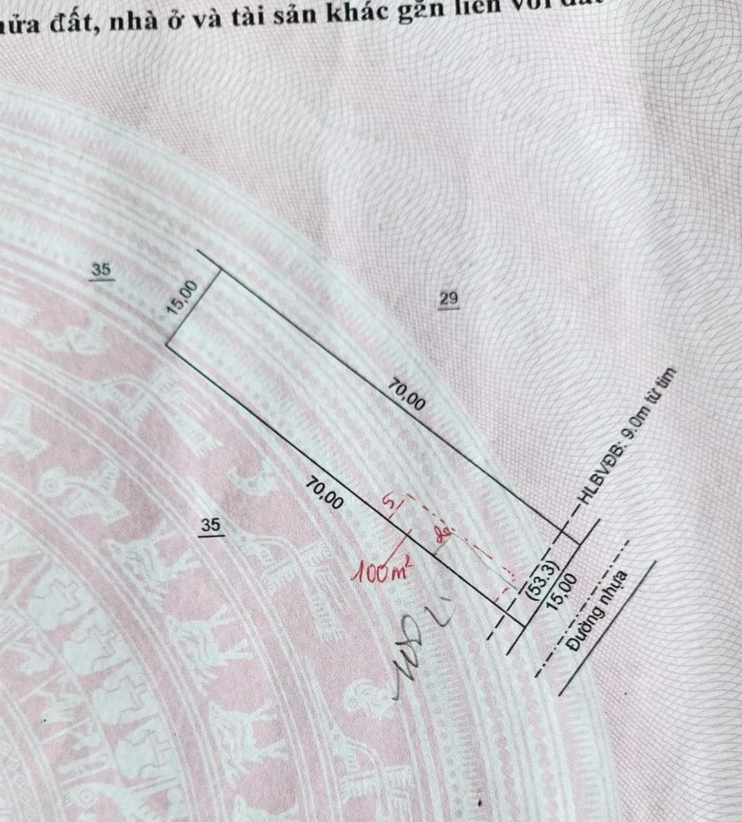 Bán đất xã Tân Tiến dt 15*70*100tc giá 500tr