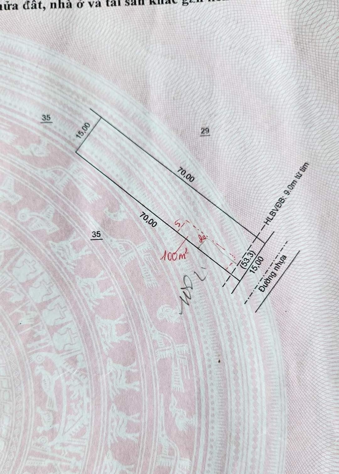 Bán đất xã Tân Tiến dt 15*70*100tc giá 500tr