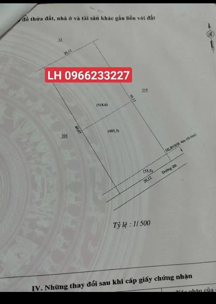 Bán đất xã Đồng Tiến giá 550tr dt 20×50