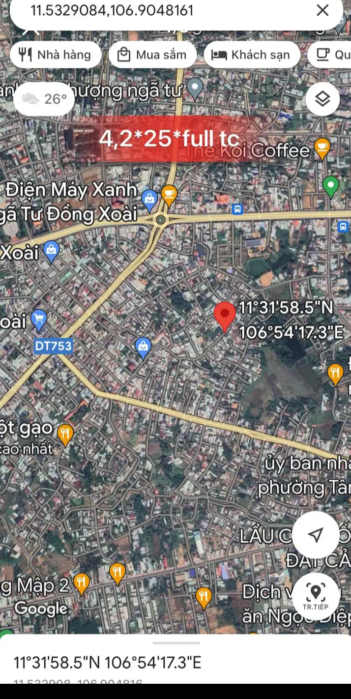 Bán đất phường Tân Thiện giá 810tr dt 4,2×25×full tc