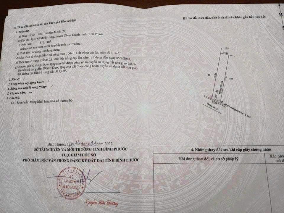Bán đất phường Minh Hưng giá 900tr dt 10x61tc100