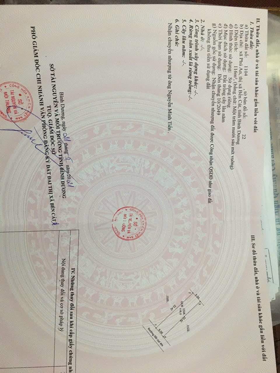 Bán đất Phú An giá 750 dt 5*23
