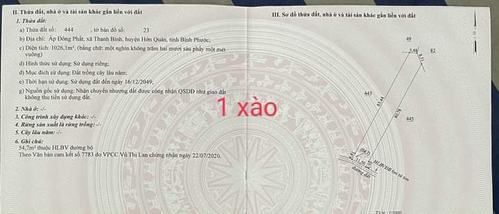 Bán đất xã Thanh Bình giá 400tr dt 1xào