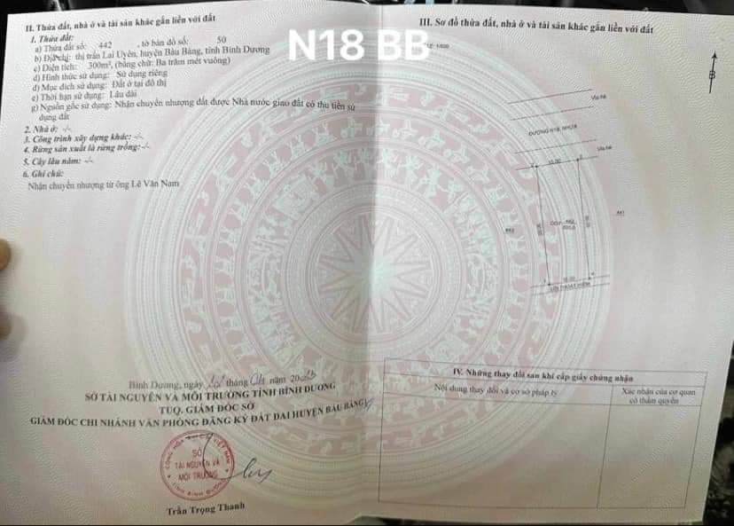 Bán đất Lai Uyên giá 2tỉ4 dt 10*30