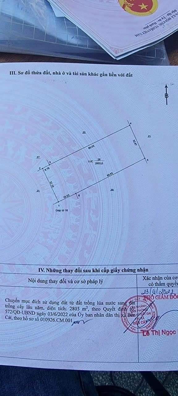 Bán đất Phú An giá 1tỉ1 dt 2803m2