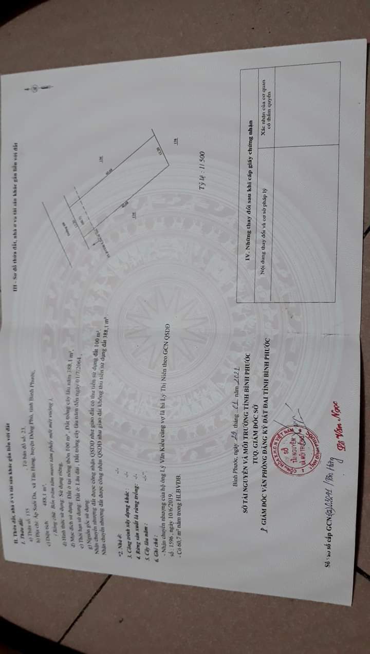 Bán đất xã Tân Hưng giá 2tỷ1 dt 488m2