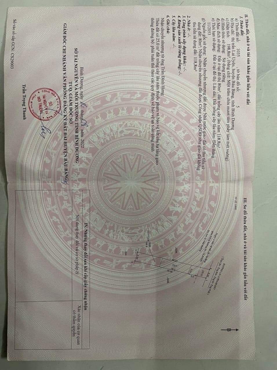 Bán đất Lai Uyên giá 680tr dt 5*39*80tc
