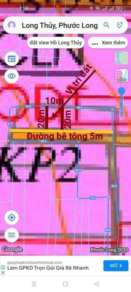 Bán đất phường Long Thủy giá 650tr dt 10×20