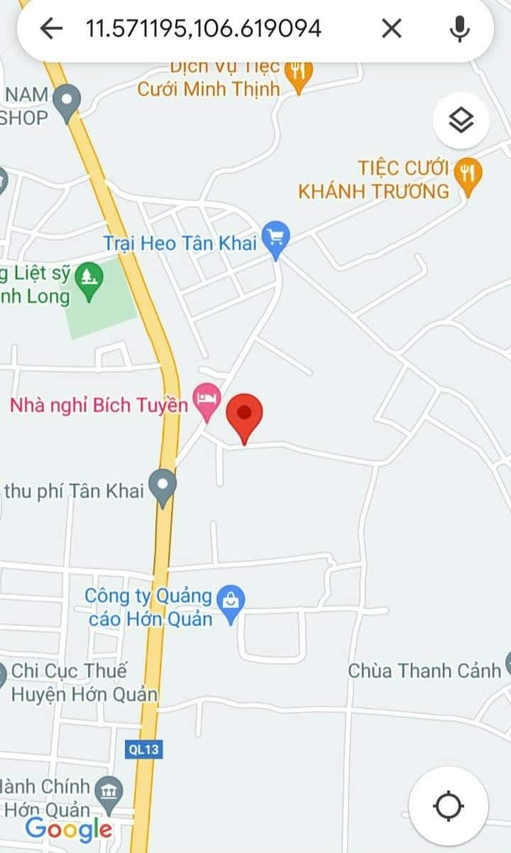 Bán đất tt Tân Khai giá 1tỷ dt 6,7×50×50tc